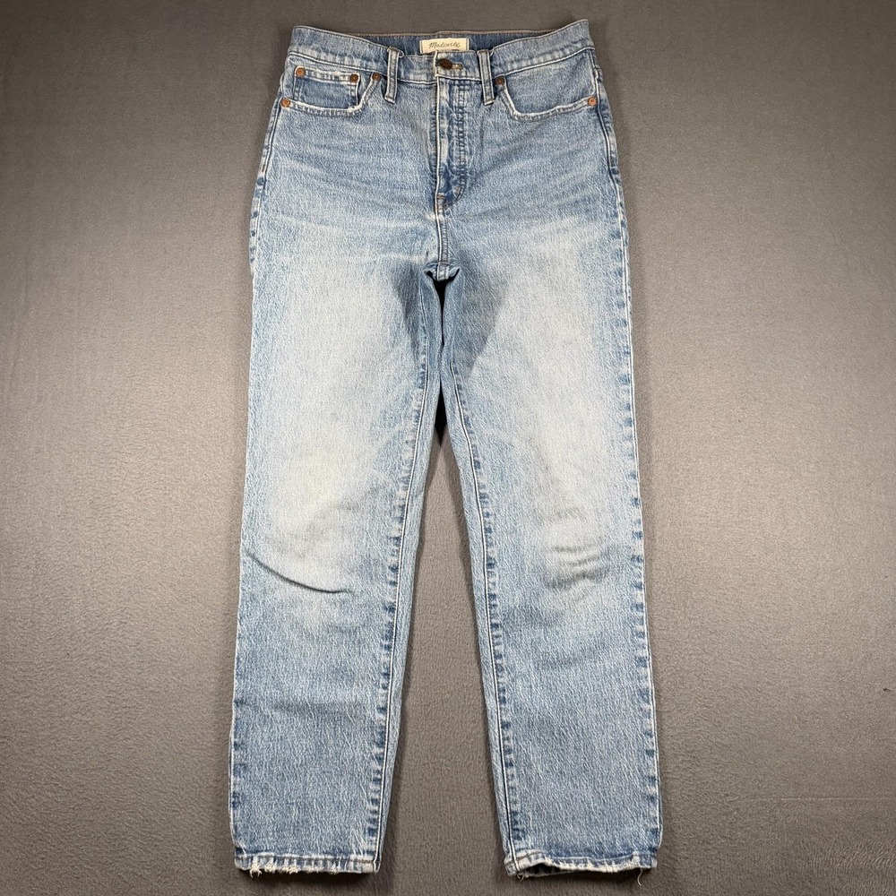 Madewell Classic Straight Jeans Womens 27 Blue Light Wash High Rise Stretch